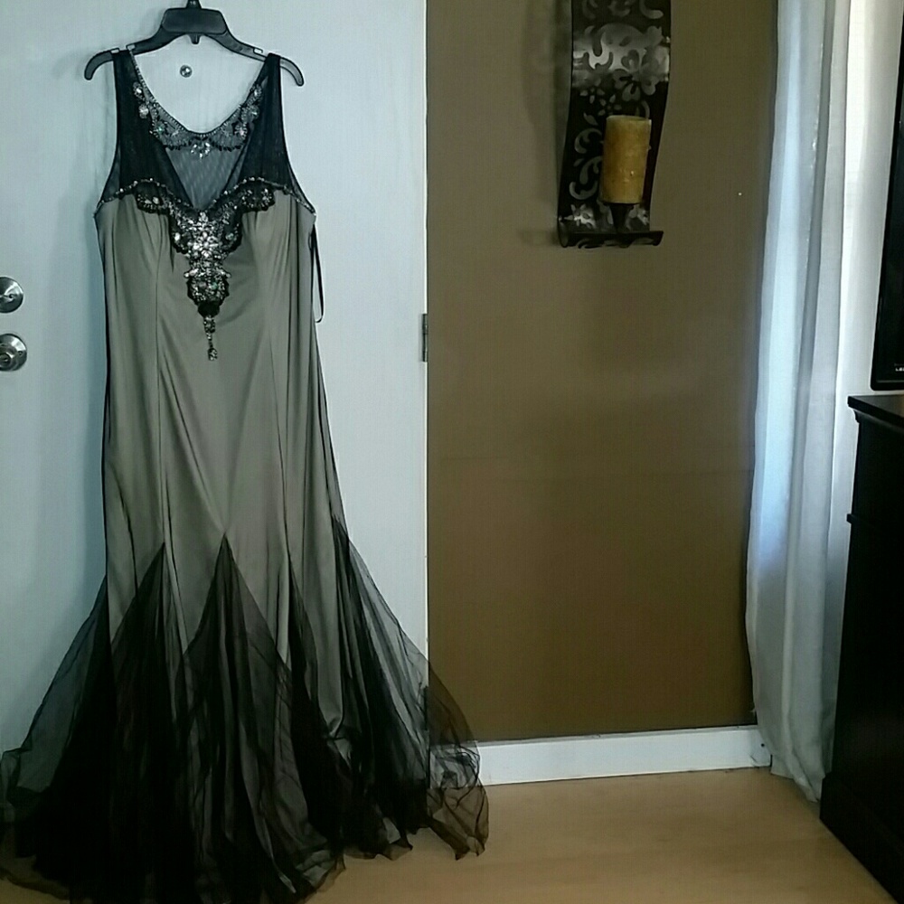 Black and Tan Mermaid Ball Gown